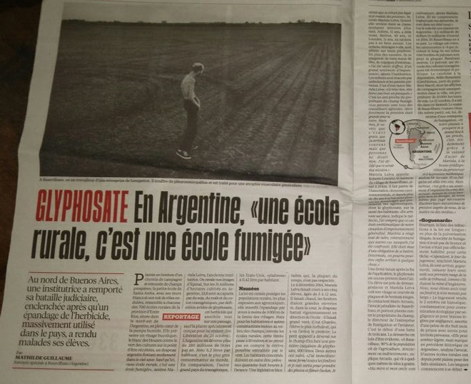 18 01 02 OP El ministro Ethchevehere entre ríos de glifosato 1ra. Parte 4 Entre Ríos en el diario francés Liberation del pasado 9 de noviembre