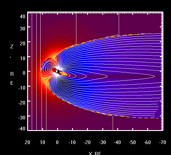 19 05 06 OP Se acerca una inversión de los polos 3 Fig. 3 Simulación de la interacción entre el campo magnético terrestre y el campo magnético interplanetario