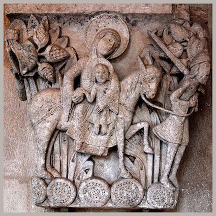 22 06 24 PGD Curiosidade sobre los dramas litúrgicos 3 Capitel con la huida a Egipto obra de Gislebertus Saint Lazare